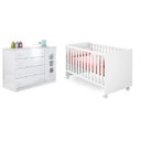 Ver imagem 1 de Berço Mini Cama Americano + Cômoda Sapateira Ana Lívia MDF Branco para Jogo de Quarto Infantil - Bel