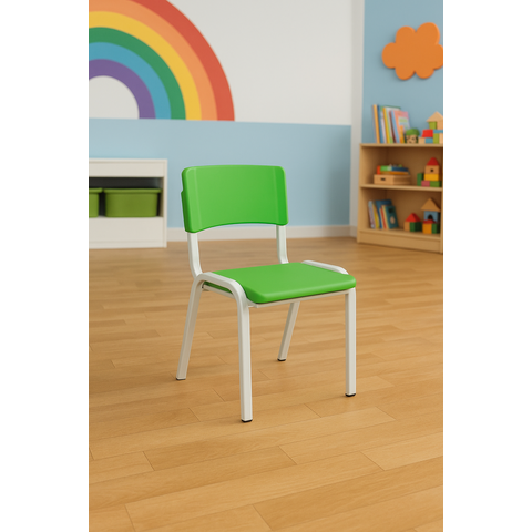 Cadeira Iso Infantil Verde Limão Brinquedoteca Escola Creche Igreja Empilhavel
