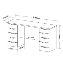 Mesa Escrivaninha para Escritório 10 Gavetas Due Ii | Artany:nogal/branco - 7