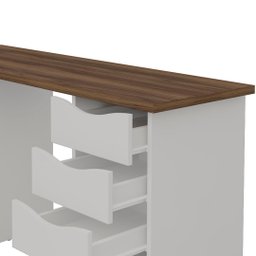 Mesa Escrivaninha para Escritório 10 Gavetas Due Ii | Artany:nogal/branco - 5