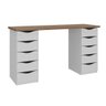 Mesa Escrivaninha para Escritório 10 Gavetas Due Ii | Artany:nogal/branco - 1