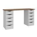 Ver imagem 1 de Mesa Escrivaninha para Escritório 10 Gavetas Due Ii | Artany:nogal/branco