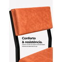 Ver imagem 3 de Cadeira Jantar Estofado Terracota Aço Preto Kit 2 Cadeira Bossa