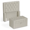 Ver imagem 1 de Cabeceira e Calçadeira Báu Solteiro Atena 90cm Capitonê Sintético Bege - Desk Design