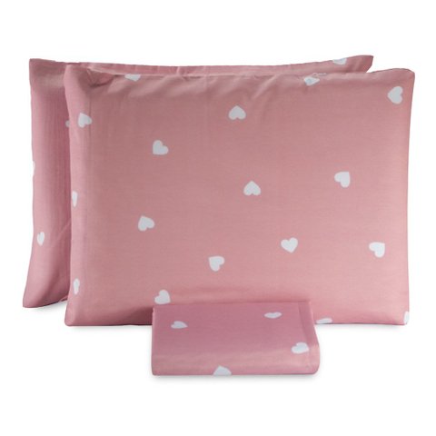 Jogo de lençol Essencialle Queen 3 peças Corações