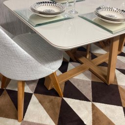 Sala de Jantar Mesa Bennet 1,60m com 6 Cadeiras Dilly Fixas - 6
