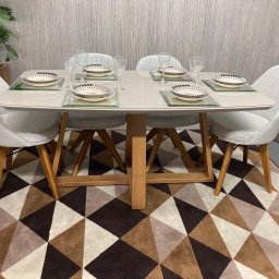 Sala de Jantar Mesa Bennet 1,60m com 6 Cadeiras Dilly Fixas - 4