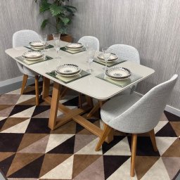 Sala de Jantar Mesa Bennet 1,60m com 6 Cadeiras Dilly Fixas - 5