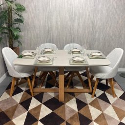 Sala de Jantar Mesa Bennet 1,60m com 6 Cadeiras Dilly Fixas - 3