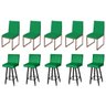 Kit 05 Banquetas Altas Zelensky e 05 Cadeiras Slim Base Bronze Suede Verde - Ruotolo Decor - 1