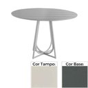 Ver imagem 1 de Mesa de Jantar Redonda 110cm Mh-5299 Madeira Laca Fosca Off White Base Grafite