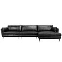 Ver imagem 1 de Sofá Vena 2 Lugares + Chaise Fixo Couro Preto 354cm - 69851