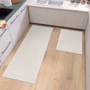 Ver imagem 2 de Kit Cozinha 2 Peças Tapete Chevron Passadeira 1,30 X 0,45 Capacho 0,60 X 0,45 Antiderrapante Cru