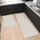Ver imagem 3 de Kit Cozinha 2 Peças Tapete Chevron Passadeira 1,30 X 0,45 Capacho 0,60 X 0,45 Antiderrapante Cru