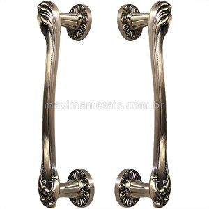 Puxador Duplo Porta Pivotante Correr Rústico Petra Bronze Antigo 300mm