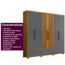 Ver imagem 4 de Guarda Roupa Amazonas 240cm 6 Portas Freijó Cinza Moval