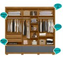 Ver imagem 5 de Guarda Roupa Amazonas 240cm 6 Portas Freijó Cinza Moval