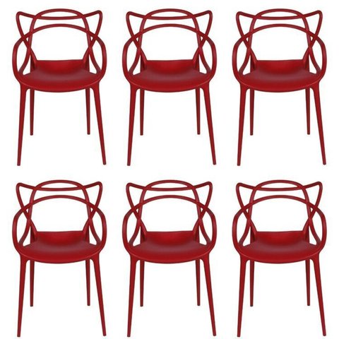 Kit com 6 Cadeiras para Sala de Jantar Allegra Solna Vermelho