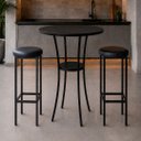 Ver imagem 1 de Conjunto Mesa Alta Bistrô Porto com 2 Banquetas Alta Kassel Cor Preto - Kmj