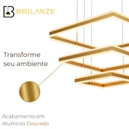 Pendente Dourado 228w 3000k Aluminio Escovado Sindora 40x60x80cm - 2