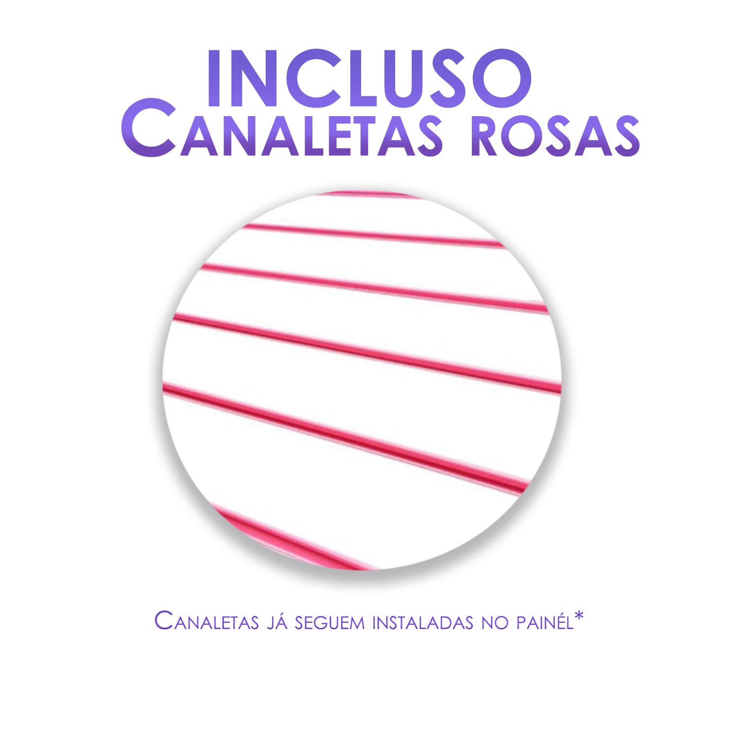 2 Paineis Canaletados - 2,44 x 1,22 + 100 Ganchos 10cm + Canaleta Rosa - 2