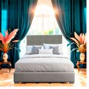 Ver imagem 2 de Cabeceira Casal Cama Box Estofada Virginia 140 Cm Veludo