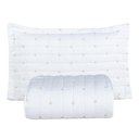 Ver imagem 1 de Kit Cobre Leito Rubine Solteiro Bordado Micropercal 400 Fios Colcha Liso 2 Peças Branco