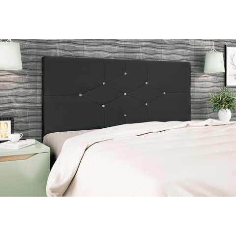 Cabeceira Casal Jbe Moveis Camboriú Cinza144cm Para Cama Box 138cm Decoração Quarto - Preto