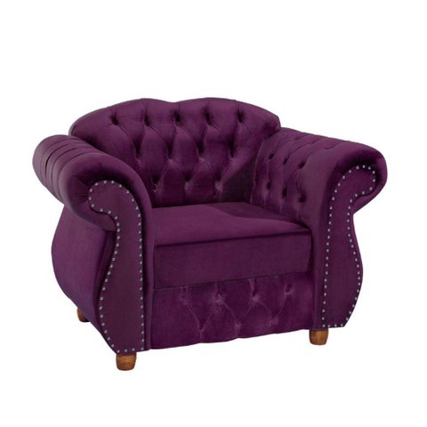 Poltrona Chesterfield Merlô Via Encanto Veludo Uva