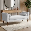Ver imagem 2 de Puff Recamier Estofado para Quarto Itália 120cm com Pés Palito Bouclê Branco - Abmaza