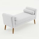 Ver imagem 1 de Puff Recamier Estofado para Quarto Itália 120cm com Pés Palito Bouclê Branco - Abmaza