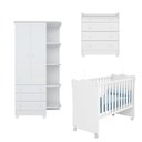 Ver imagem 2 de Quarto de Bebê Completo Doce Sonho com Berço Guarda Roupa 2 Portas Cômoda Trocador e Colchão Movellu