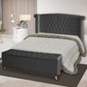 Kit de Quarto Cabeceira de Cama Box e Calçadeira Baú Toquio Casal Queen 160 Cm Suede Grafite Eli Móv - 1