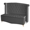 Kit de Quarto Cabeceira de Cama Box e Calçadeira Baú Toquio Casal Queen 160 Cm Suede Grafite Eli Móv - 2