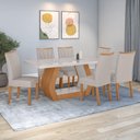Ver imagem 1 de Conjunto Sala de Jantar Mesa Easy Tower 170x90cm Mdf/vidro com 6 Cadeiras Confort Linho Cinza