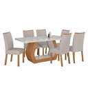 Ver imagem 2 de Conjunto Sala de Jantar Mesa Easy Tower 170x90cm Mdf/vidro com 6 Cadeiras Confort Linho Cinza