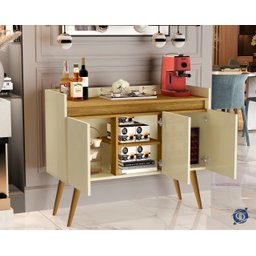 Aparador Buffet Sala 3 Portas Luxo Prime Off White / Madeirado - JM Casa dos Móveis - 3