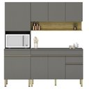 Ver imagem 1 de Armário de Cozinha 3 Peças Balcão 150cm com Tampo Lina16 K02 Gris/freijó - Mpozenato