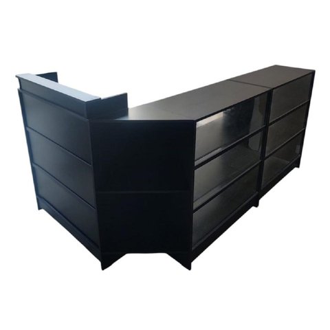 Balcão Caixa e Vitrine 100% Mdf Preto - Suprema Móveis