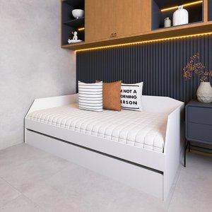 Sofá Cama Solteiro Duo com Cama Auxiliar em MDF Reforçado 15mm