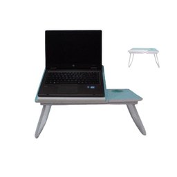Suporte Notebook Mesa Madeira Cama Ajustável Dobrável Azul Multifuncional Sofá Home Office - 1