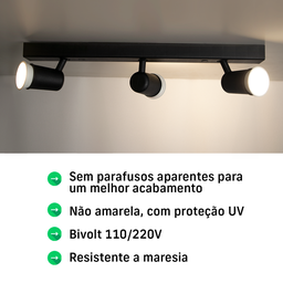 Trilho Eletrificado 3 Spot Led Mr16 Gu10 Direcionável Cor:preto - 7