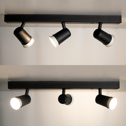 Trilho Eletrificado 3 Spot Led Mr16 Gu10 Direcionável Cor:preto