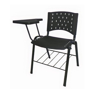 Kit com 05 Cadeiras Universitárias com Prancheta Polipropileno e Porta Livros – Cor Preto - 4008