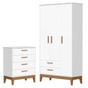 Ver imagem 1 de Guarda Roupa Infantil Flip 3 Portas com Cômoda Gaveteiro Infantil Flip Branco Acetinado - Reller