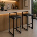 Ver imagem 1 de Kit 2 Banqueta Gourmet Alta Balcão Moderno Cozinha Sala Jantar de Ferro Couro Sintético