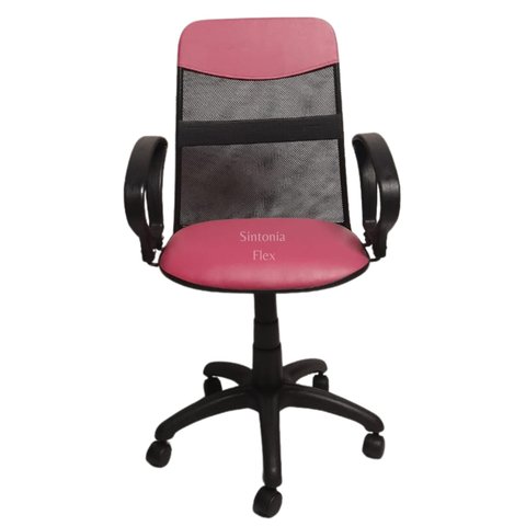 Cadeira Diretor Tela Giratória com Faixa - Mecanismo Relax - Braço Fixo Corano Pink