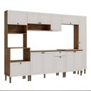 Ver imagem 2 de Cozinha Modulada 6 Peças MDF com Torre Quente para Forno e Micro-Ondas e Detalhe Americano Frisado Branco/Cinamomo Fosco