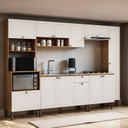 Ver imagem 1 de Cozinha Modulada 6 Peças MDF com Torre Quente para Forno e Micro-Ondas e Detalhe Americano Frisado Branco/Cinamomo Fosco