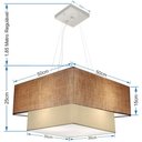 Ver imagem 2 de Lustre Pendente Duplo Quadrado Vivare Md-4066 Cúpula em Tecido 50x35cm - Bivolt - Palha / Bege - Biv